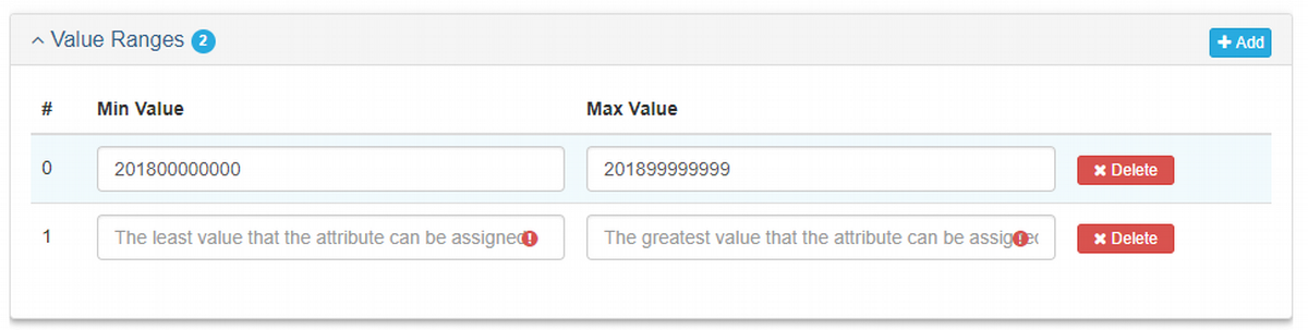 Attribute Value Range Panel