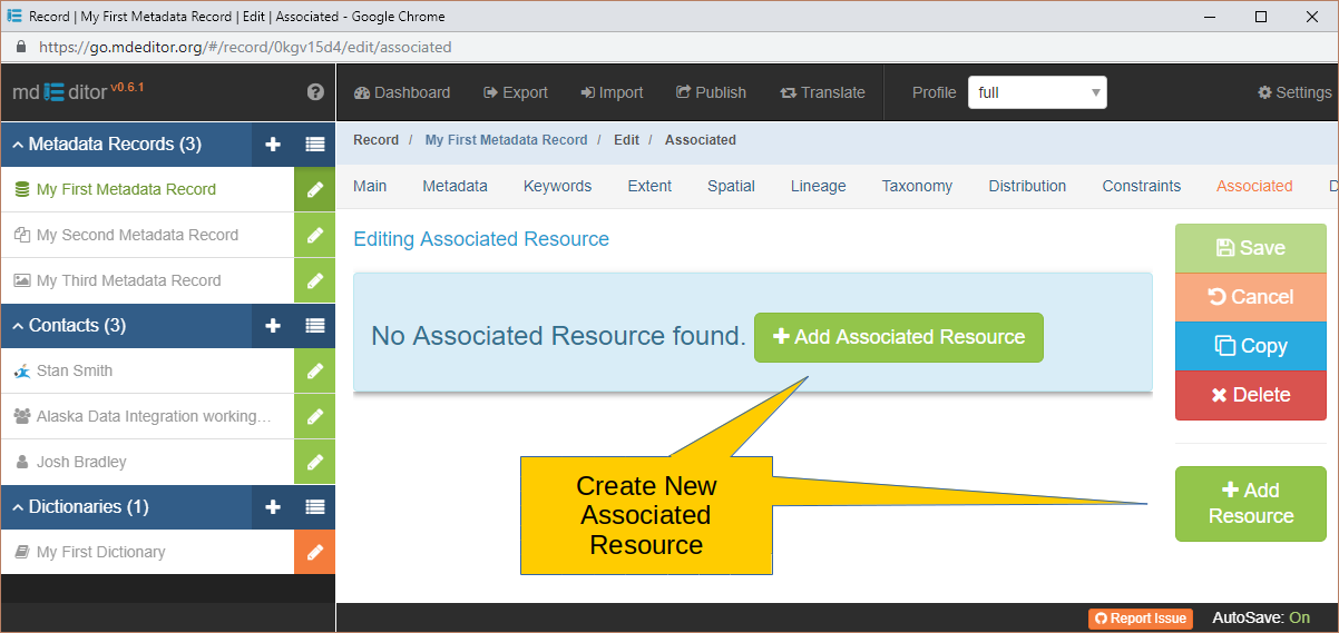 Associated Section with no Associated Resources Defined