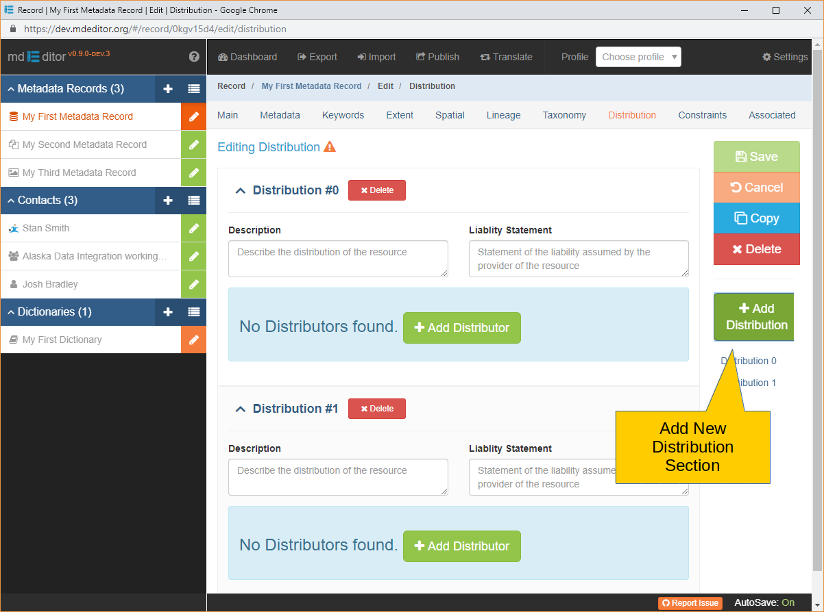 Distribution Section with Multiple Distributions Defined