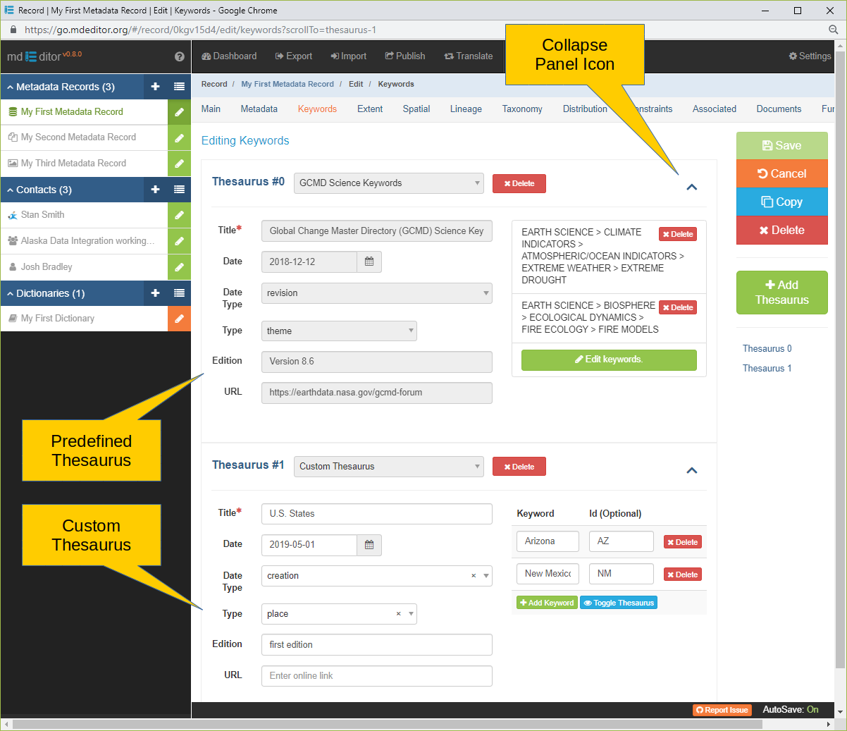 Thesaurus Edit Window