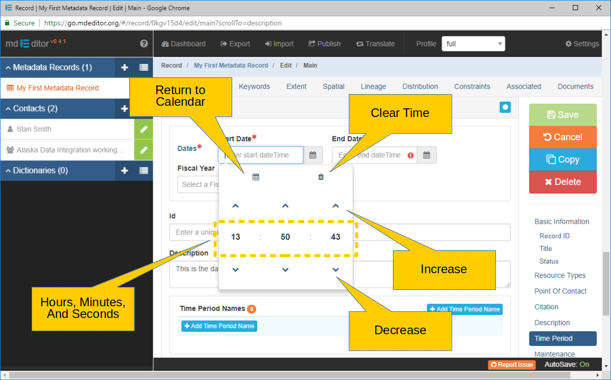 Edit Window - Time Picker