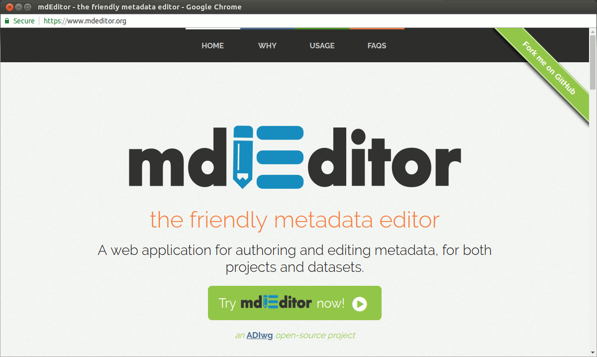 The mdEditor homepage.